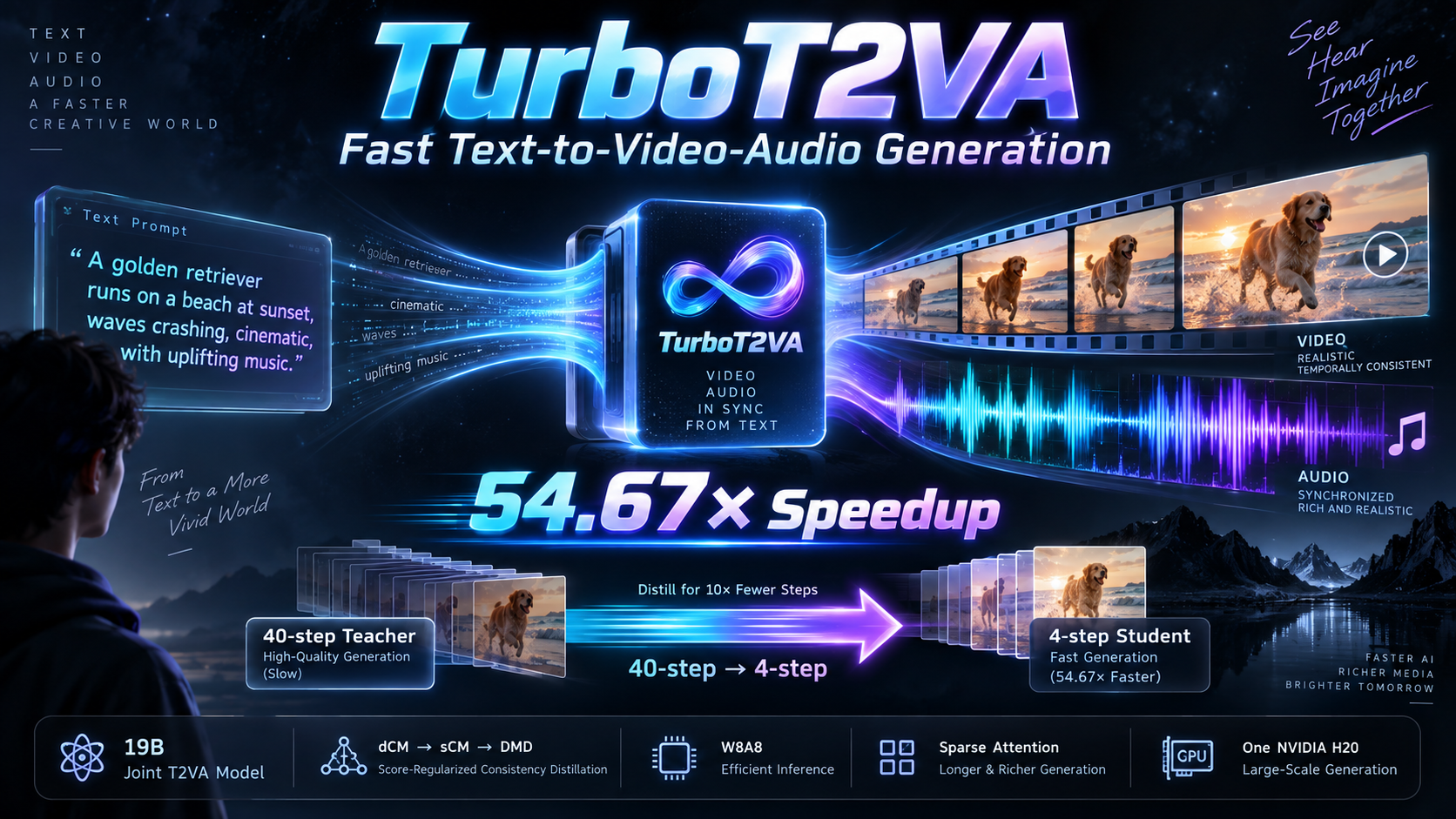 TurboT2VA: fast joint text-to-video-audio generation with 54.67× generator-only speedup